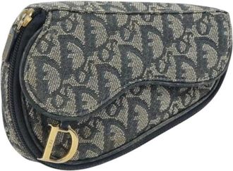 Dior Pre-owned Mini Bags, female, Blue, Size: ONE SIZE Pre-owned Vintage Trotter Canvas Mini Pouch
