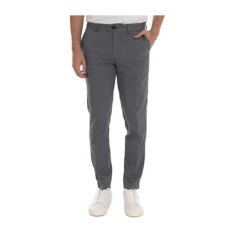 HUGO BOSS Textured chino with logo detail - male - Boss - Slim-fit Trousers - Blue - S - Trousers