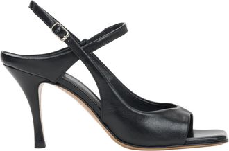 Guglielmo Rotta Zwarte Italiaanse leren sandalen voor dames met stabiele stilettohak Guglielmo Rotta Er 00119714 - Dames - Sandalen met hakken - Zwart - 39 EU - Leer 