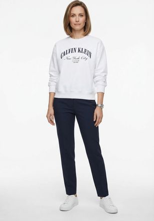 Calvin Klein Jeans Sweatshirt CALVIN KLEIN JEANS, Damen, Gr. XXL (46), hellwei&szlig;, Sweatware, Obermaterial: 100% Baumwolle, unifarben, klassisch normal, Rundhals, eingeset