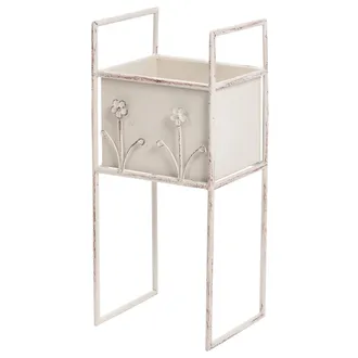 Beliani Jardinera Elevada Macetero De Metal Para Interior Y Exterior Con Soporte 22 X 18 X 50 Cm Hierro Beige Lupine
