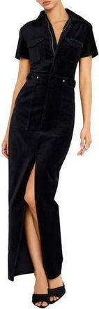 Good American Fit for Success Velvet Maxi Shirtdress in Black001 at Nordstrom Rack, Size X-Small