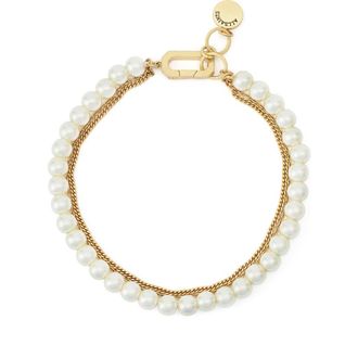 AllSaints Multilayer Faux Pearl & Chain Bracelet in Pearl/Vintage Gold at Nordstrom
