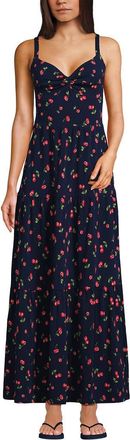 Lands End Cotton Modal Twist Front Tiered Maxi Dress in Deep Sea Navy/cherries at Nordstrom, Size X-Small