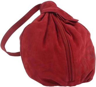 Loewe Pre-owned Shoulder Bags, female, Red, Size: ONE SIZE Pre-owned Suede Shoulder Bag