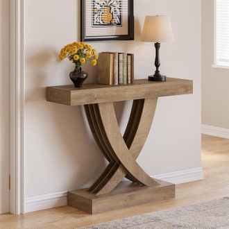 Tribesigns Tribesigns Tavolo da consolle sottile, 110 x 30 x 85 cm, Table dappoint &eacute;troite avec base en forme de X, Style industriel et campagne, Table de