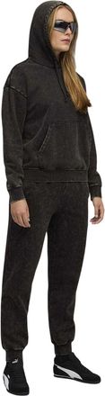 Puma Dames Essentials Elevated Washed Overhead Hoodie (Zwart)