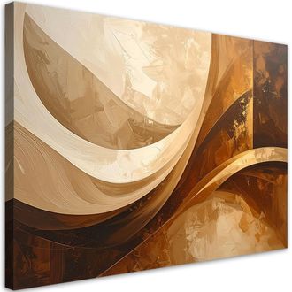 Feeby Cuadro Sobre Lienzo, Olas Abstractas Formas Beige, 120x80