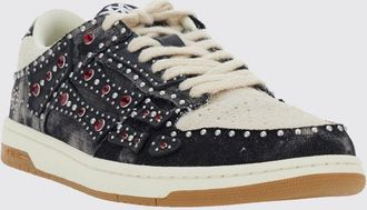 Amiri Sneakers Pacific Bones in denim e pelle con strass e borchie
