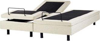 Beliani Modern eu Super King Size 6ft Electric Bed Adjustable Remote Control without Headboard Polyester Beige Duke ii