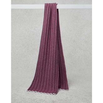 Brunello Cucinelli Mens Grape Wool Ribbed Scarf