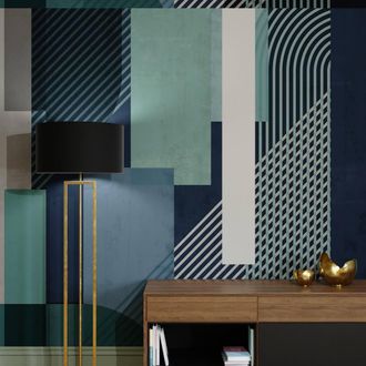 Superfresco Easy Graphic Navy Green Print To Order 3m x 2.8m Mural