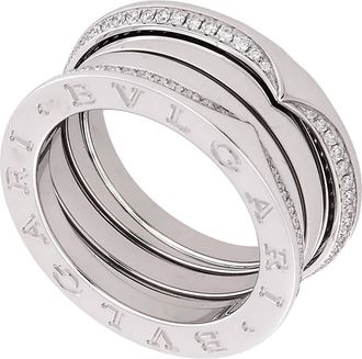 Bulgari B.zero1 18 kt White Gold Three-Band Ring, Size 51