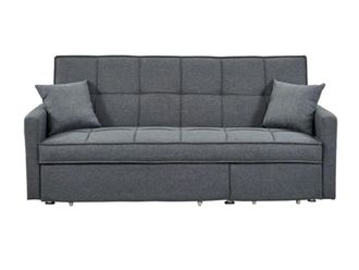 VENTE-UNIQUE.COM Sof&aacute; cama poli&eacute;ster 3 plazas gris 206x86cm