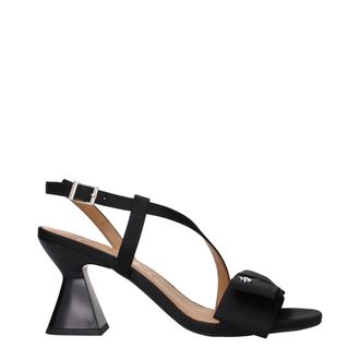 Ganni Womens Satin Heeled Sandal - Black Textile - Size EU 39