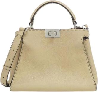 Fendi Pre-owned Peekaboo Handbag - Dames - Vintage Handtas - Beige - ONE Size - Leer - Vintage