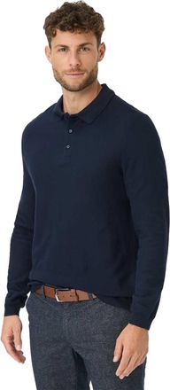 Brax polo lange mouw Brax donkerblauw 3-knoops