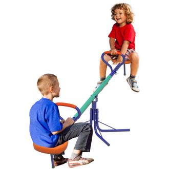 OUTSUNNY Balanc&iacute;n Para Ni&ntilde;os Giratorio 360&deg; Con Barra Con Longitud Ajustable Poste Amortiguador Y Base De Acero Para Patio Jard&iacute;n Multicolor