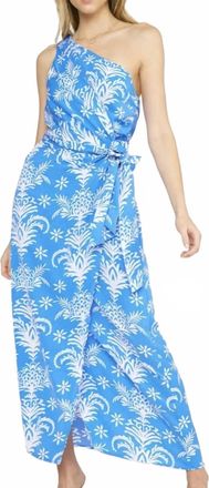 Entro One-Shoulder Wrap Dress In Blue