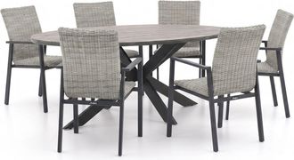 Manifesto Furniture Manifesto Villongo/Fidenza ovaal 180cm dining tuinset 7-delig stapelbaar