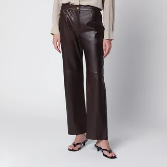 Max Mara Pantalone in nappa dagnello marrone
