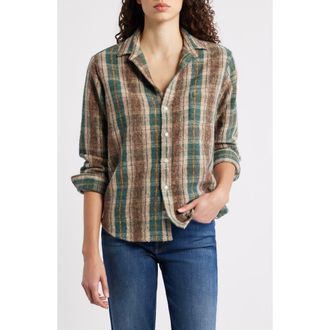 Frank & Eileen Eileen Relaxed Button-Up Shirt in Brown Green Sand Plaid at Nordstrom, Size Xx-Small