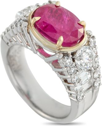 Luxury Bazaar Platinum 1.60ct Diamond and Ruby Ring MF14-050726