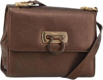 Ferragamo Pre-owned Cross Body Bags, female, Brown, Size: ONE SIZE Pre-owned Leather Shoulder Bag