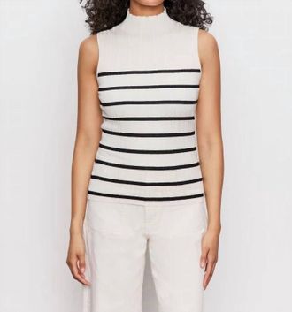 Sanctuary Ribbed Funnel Neck Top In Light Oat/black