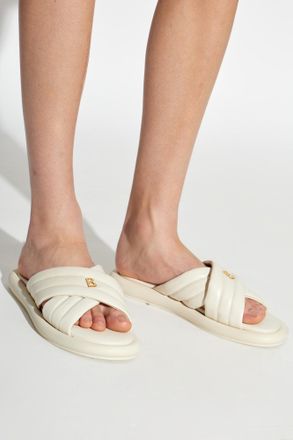 Bogner Leather Slides Portofino, Womens, Cream