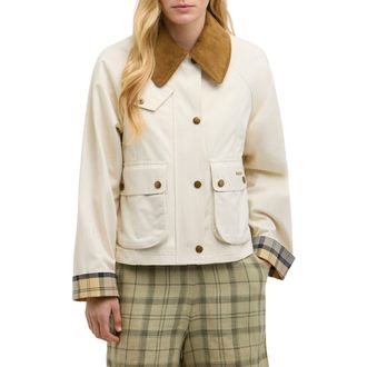 Barbour Beadnell Crop Cotton Jacket in Light Pearl/Dress at Nordstrom, Size 12 Us