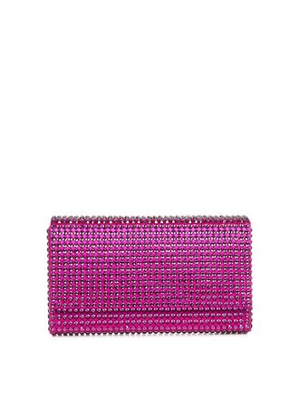 Amina Muaddi Fuchsia Clutch with Crystals
