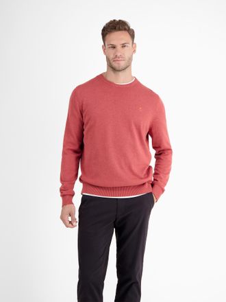 Lerros Strickpullover LERROS LERROS Crewneck Strickpullover, Herren, Gr. 3XL, rot (hot sauce), 100% Baumwolle, Pullover Strickpullover