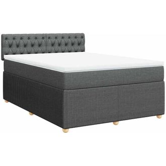 vidaXL Cama Box Spring Con Colch&oacute;n Tela Gris Oscuro 140x200 Cm Vidaxl