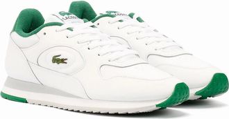 Lacoste Mens Lacoste Linetrack Leather Mens White/Green Trainers - Size: 12