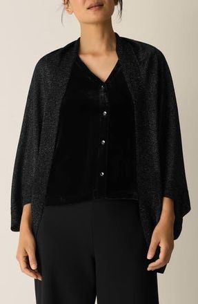 Eileen Fisher Metallic Merino Wool Blend Wrap in Black at Nordstrom Rack