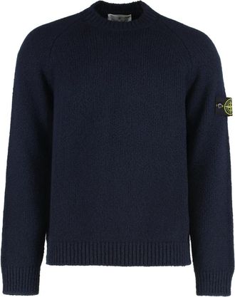 Stone Island Fancy Yarn Moulin&eacute; Wollen Trui - Heren - Ronde hals truien - Blauw - M - Wol - Truien & Vesten
