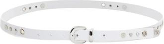 Closed Studded Leather Belt - Dames - Riemen - Wit - M - Leer - Accessoires