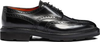Santoni Derby schoenen met brogue detail - Zwart
