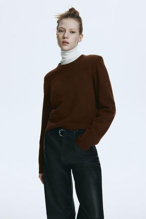 H&M Shoulder-pad Jumper in Dark Brown at Nordstrom, Size Xx-Small
