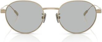 Moncler 53mm Round Sunglasses in Shiny Pale Gold /Solid Grey at Nordstrom