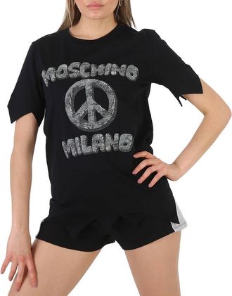 Moschino X The Flintstone Black Organic Cotton Logo Print T-Shirt