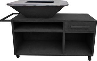 Purline Purline - Barbacoa Grande Con Mueble Y Plancha Acero Negro