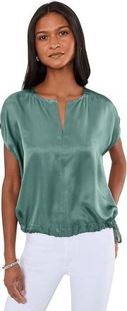 Eileen Fisher Lightweight Satin Shimmer Square Top Womens Clothing Nile : MD, Acetate