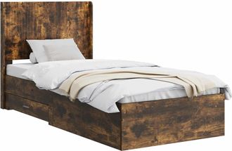 vidaXL Estructura De Cama Con Almacenamiento Y Cabecero Roble Ahumado Vidaxl