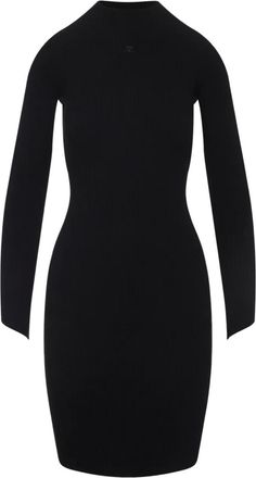 Courrèges Abito a coste con collo alto - Nero