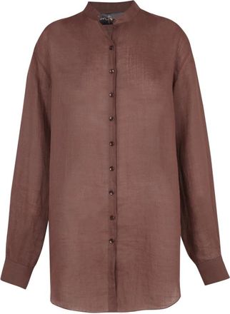 Cortana Ramie Blush Shirt - Dames - Overhemden - Bruin - S - Overhemden