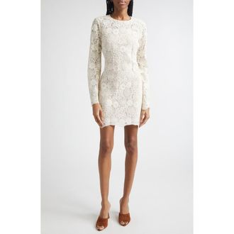 Veronica Beard Teresia Long Sleeve Lace Minidress in Dove at Nordstrom, Size 00