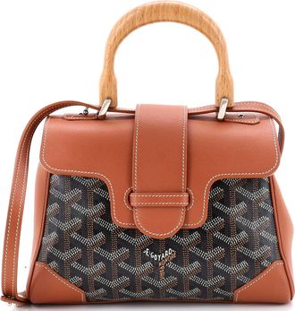 Goyard Saigon Top Handle Bag Coated Canvas with Leather Mini
