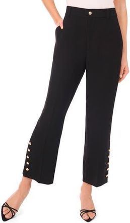 CeCe by Cynthia Steffe Button Detail Crop Straight Leg Pants in Rich Black at Nordstrom Rack, Size 6